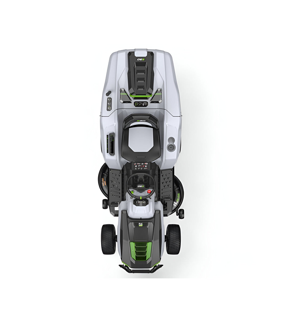 Pacchetto rasaerba a batteria EGO, lame da 98 cm, sacco posteriore da 300 litri e pacciamatura, 5 batterie da 10 Ah e caricabatterie rapido -