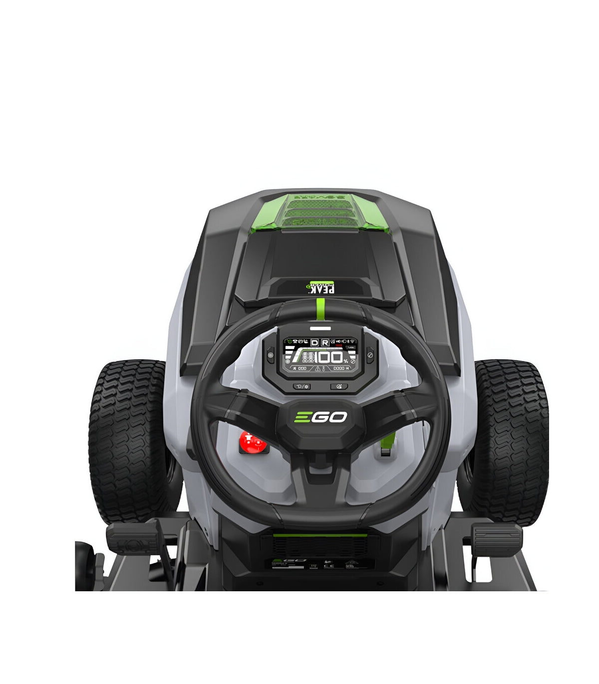 Pacchetto rasaerba a batteria EGO, lame da 98 cm, sacco posteriore da 300 litri e pacciamatura, 5 batterie da 10 Ah e caricabatterie rapido -