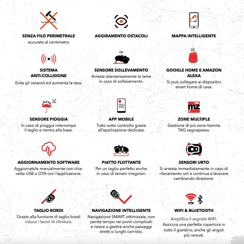 Rasaerba robotizzato a batteria Ama Freemow RBA501V 99500  Include 1 batteria da 2,5 Ah e caricabatterie - senza fili - copertura 500 m² - motore brushless - base di ricarica inclusa - peso netto 5,60 kg