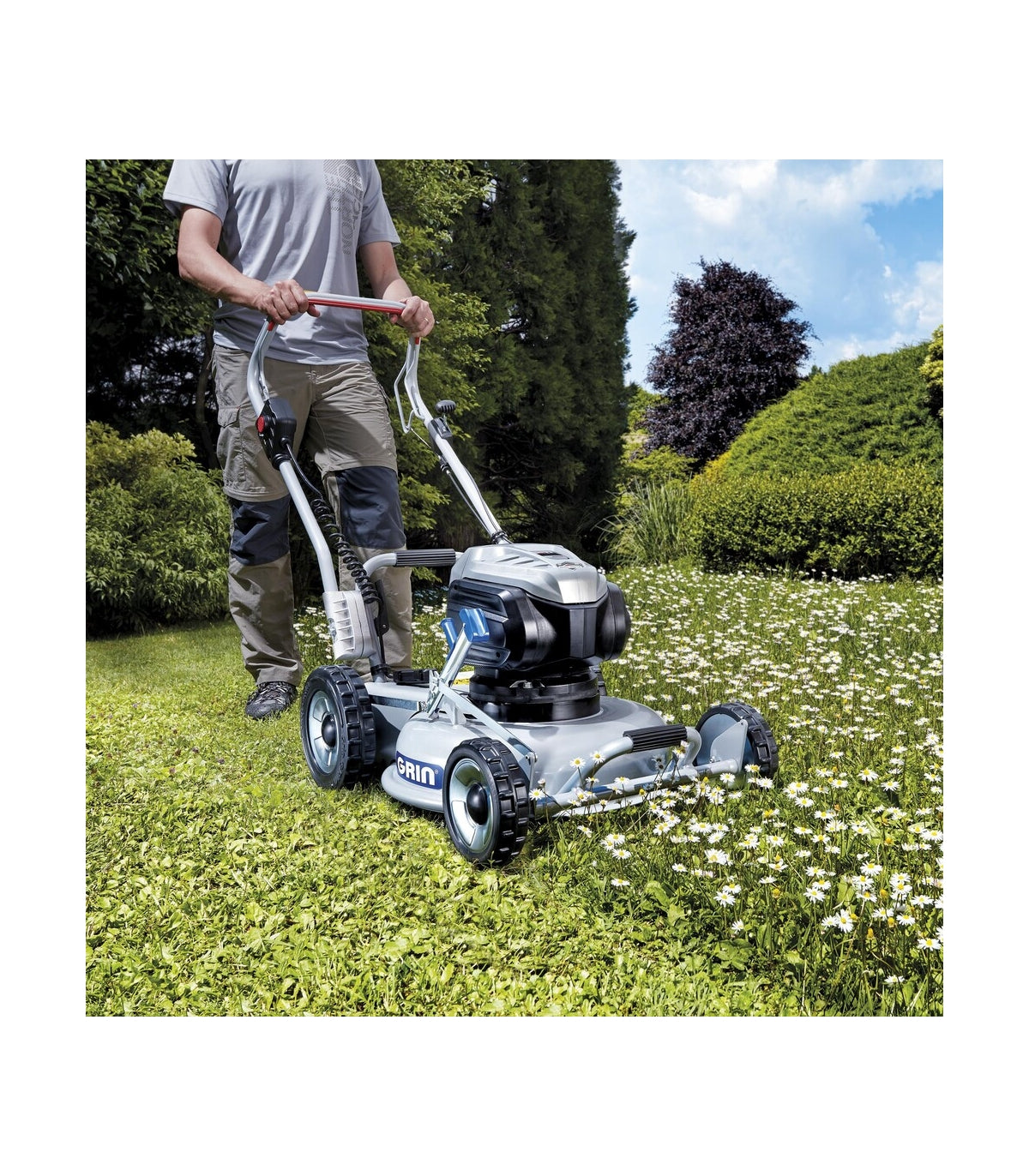 Rasaerba professionale a batteria da 82 V, autonomia 1000 m², mulching - GRIN BM46-82V